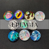 Geometry Glass Cabochons Round DIY Jewelry Making Findings Accessories