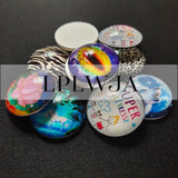 Geometry Glass Cabochons Round DIY Jewelry Making Findings Accessories