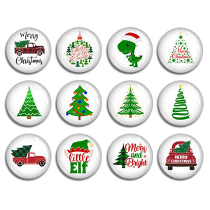 Christmas Tree Glass Cabochon, 10-40mm Picture Bead - FJ2336