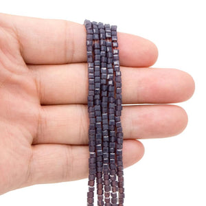 Faceted Glass Cube Beads, Purple, 2mm - Pack of 200