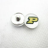 10pcs Purdue Boilermakers Glass Snap Buttons 18mm Sport DIY Jewelry