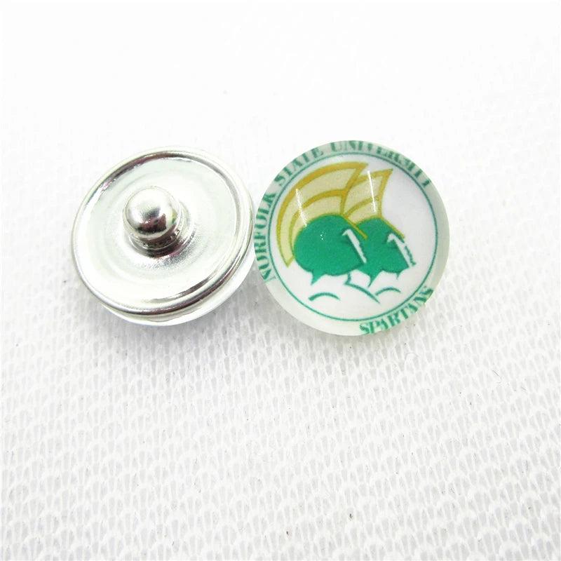 10pcs Norfolk State Snap Buttons Glass 18mm Sports DIY Snaps Jewelry Bracelet