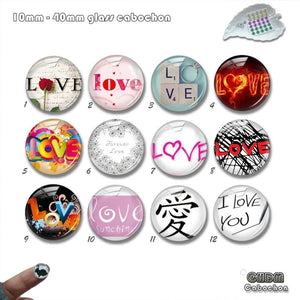 Heart Rose Glass Dome Cabochon 10-40mm Picture Beads