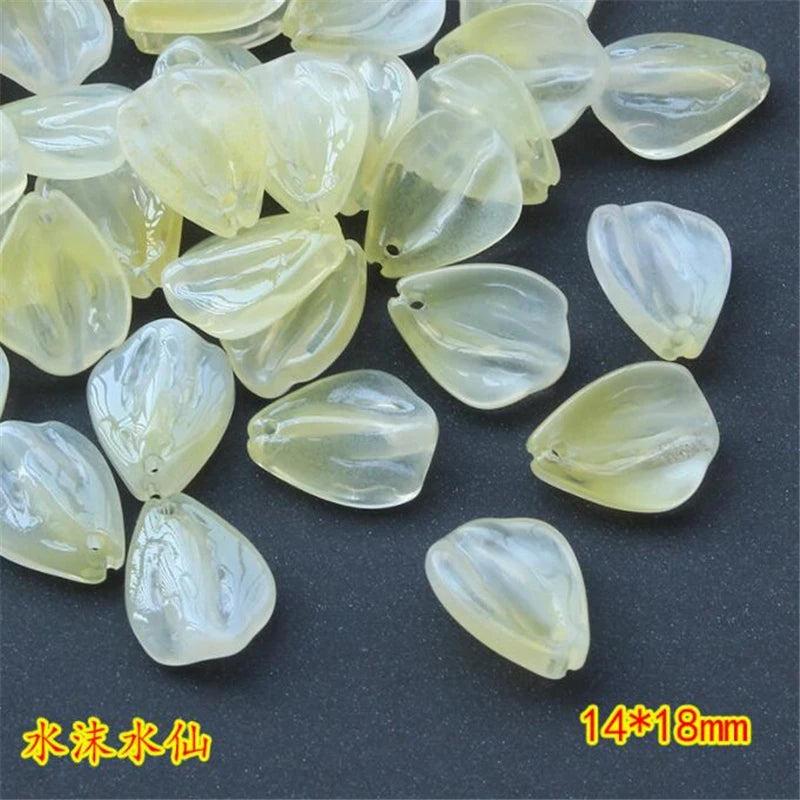 50pcs Glass Leaves Petals Charm Beads Connectors DIY Earrings Jewelry Making