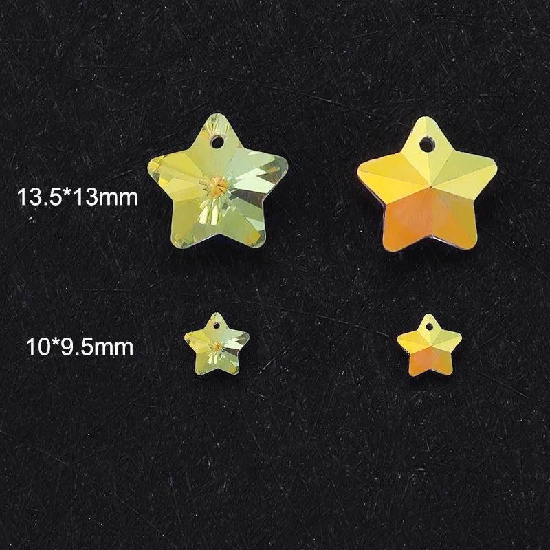 20PCS Crystal Glass Star Pendants for DIY Jewelry Making
