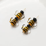 4PCS Glaze Glass Small Bee Beads DIY Bracelet Jewelry Making Material