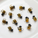 4PCS Glaze Glass Small Bee Beads DIY Bracelet Jewelry Making Material