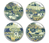 Japanese Pattern Flower Stitching Round Glass Cabochons for DIY Jewelry Making