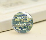 Japanese Pattern Flower Stitching Round Glass Cabochons for DIY Jewelry Making