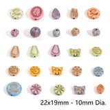 100pcs Vintage Acrylic Beads Mixed Carved Pattern Round Flower Spacer Beads