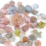 100pcs Vintage Acrylic Beads Mixed Carved Pattern Round Flower Spacer Beads