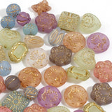 100pcs Vintage Acrylic Beads Mixed Carved Pattern Round Flower Spacer Beads