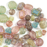 100pcs Vintage Acrylic Beads Mixed Carved Pattern Round Flower Spacer Beads