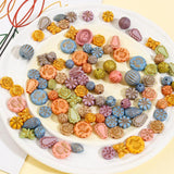 100pcs Vintage Acrylic Beads Mixed Carved Pattern Round Flower Spacer Beads