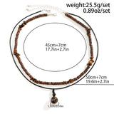 Stone & Wood Bead Necklace with Ball Pendant for Men