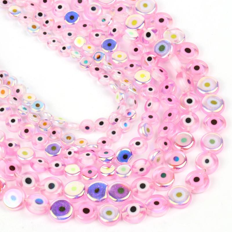 Devil Eye Crystal Beads Flat Round Loose Stone Beads 6/8/10mm