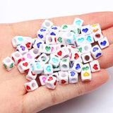 Mixed Heart Acrylic Square Beads Cube Loose Spacer Beads 6mm