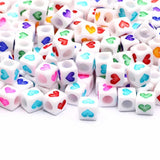 Mixed Heart Acrylic Square Beads Cube Loose Spacer Beads 6mm