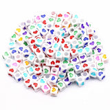 Mixed Heart Acrylic Square Beads Cube Loose Spacer Beads 6mm
