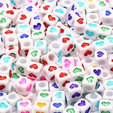 Mixed Heart Acrylic Square Beads Cube Loose Spacer Beads 6mm