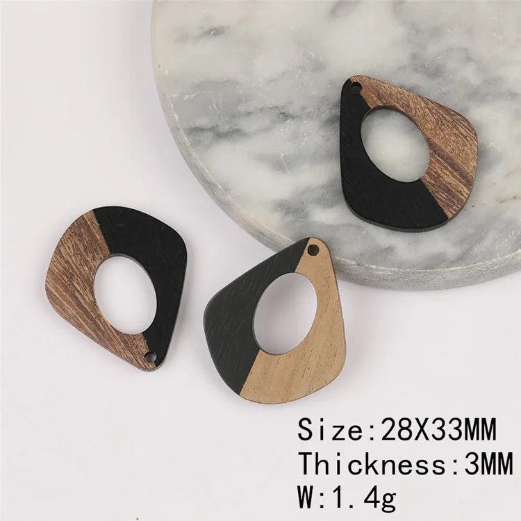 6pcs Wood & Resin Earring Findings DIY Pendants Charms Hand Made