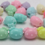 50 Mixed Pastel Acrylic Cat Beads Charms 14X12mm