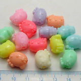 50 Mixed Pastel Acrylic Cat Beads Charms 14X12mm