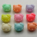 50 Mixed Pastel Acrylic Cat Beads Charms 14X12mm