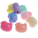 50 Mixed Pastel Acrylic Cat Beads Charms 14X12mm