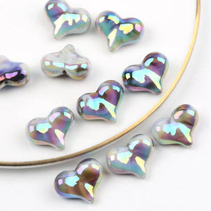 20pcs Double Bright Heart Acrylic Beads DIY Jewelry Making Phone Chain