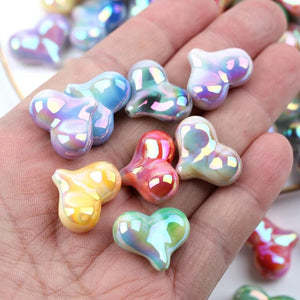 20pcs Double Bright Heart Acrylic Beads DIY Jewelry Making Phone Chain