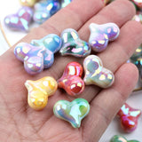 20pcs Double Bright Heart Acrylic Beads DIY Jewelry Making Phone Chain