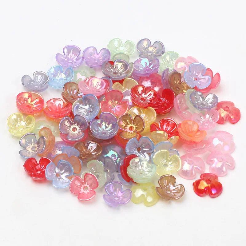 200pcs Mixed Color 10mm Tripetal Flower Flatbacks DIY Embellishments