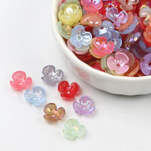 200pcs Mixed Color 10mm Tripetal Flower Flatbacks DIY Embellishments