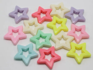 30 Pastel Acrylic Star Beads 27mm Jewelry Making