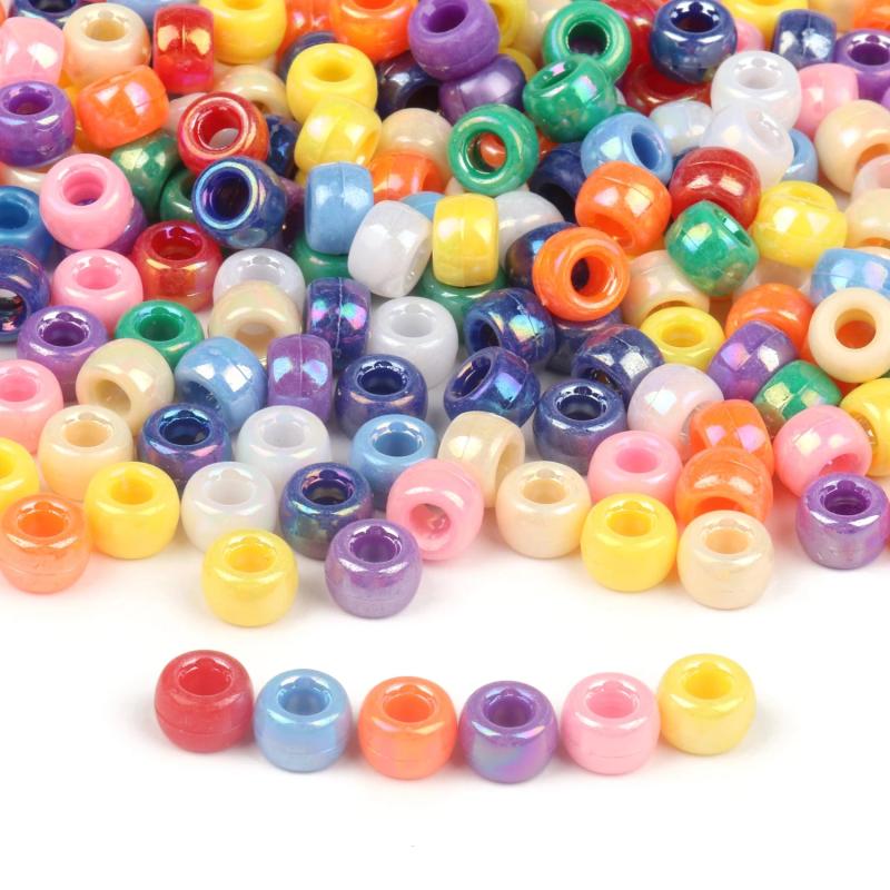 AB Plated Dreadlock Large Hole Acrylic Beads for Jewelry Making