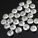 50pcs Tibetan Silver Flat Round Crosses Beads DIY-Accessory 4x10mm