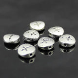 50pcs Tibetan Silver Flat Round Crosses Beads DIY-Accessory 4x10mm