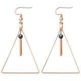 Triangle Tassel Drop Earrings Double Wooden Beads Dangle Charm Brown Ear