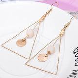 Triangle Tassel Drop Earrings Double Wooden Beads Dangle Charm Brown Ear