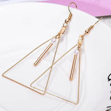 Triangle Tassel Drop Earrings Double Wooden Beads Dangle Charm Brown Ear