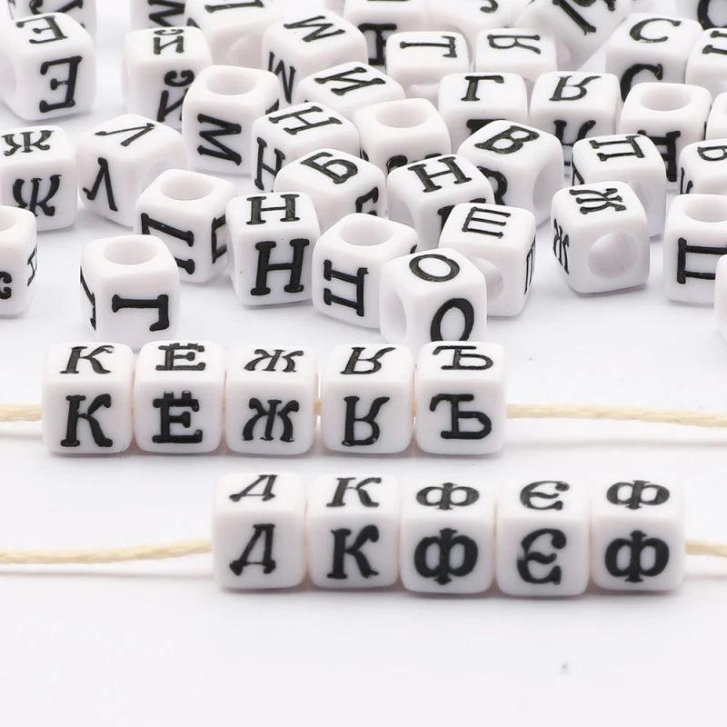 Golden Square Alphabet Beads for Jewelry Making