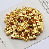 Golden Square Alphabet Beads for Jewelry Making