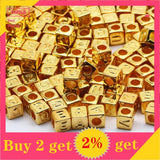 Golden Square Alphabet Beads for Jewelry Making
