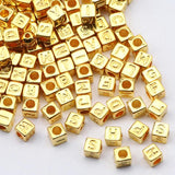 Golden Square Alphabet Beads for Jewelry Making