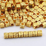 Golden Square Alphabet Beads for Jewelry Making