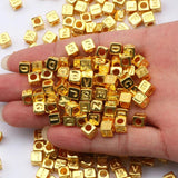 Golden Square Alphabet Beads for Jewelry Making