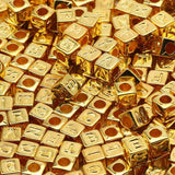Golden Square Alphabet Beads for Jewelry Making
