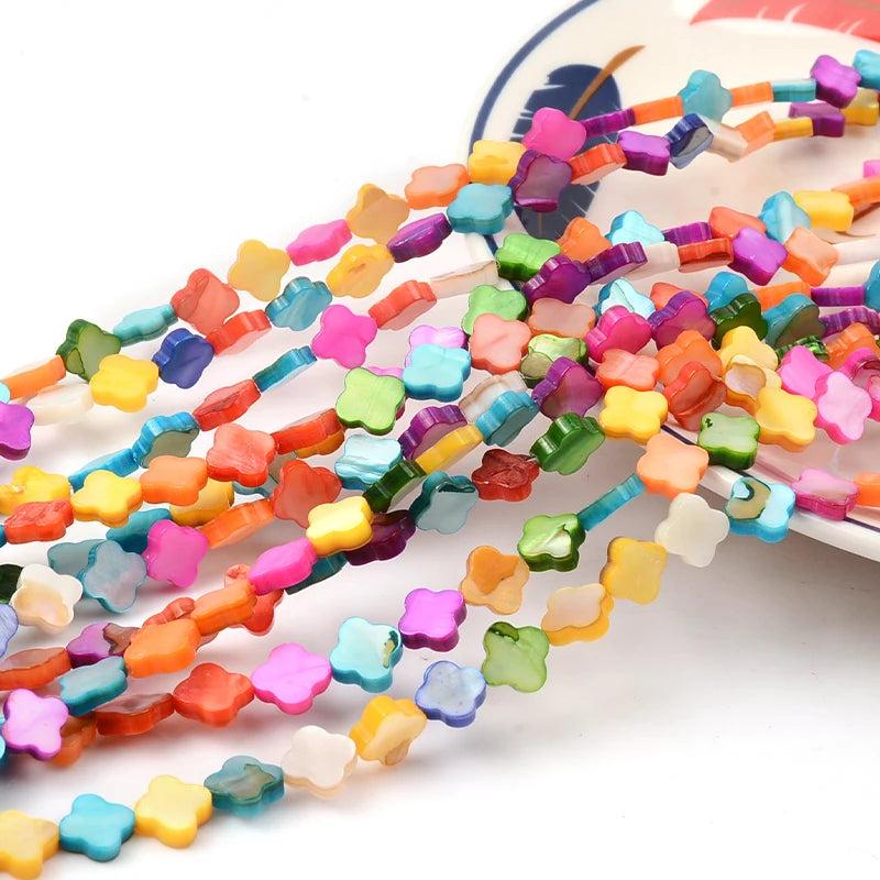 Colorful Four Leaf Clover Shell Beads DIY Necklace Bracelet