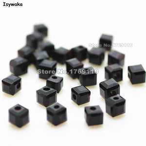 100pcs 4mm Square Crystal Beads Loose Spacer Bead for DIY Jewelry Making